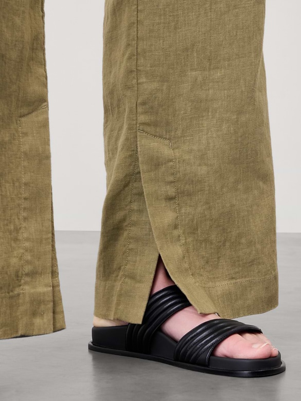 Athleta Retreat Linen Wide-Leg Pants in olive size L - Picture 3 of 15